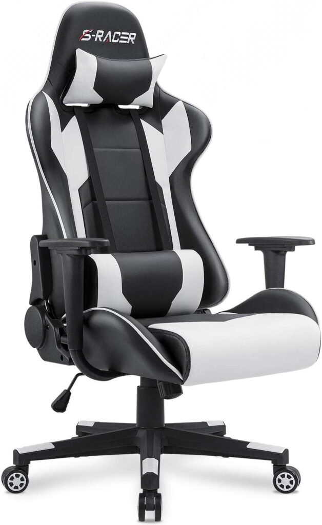 Compact Homall gaming chair in black PU leather with ergonomic design for small spaces